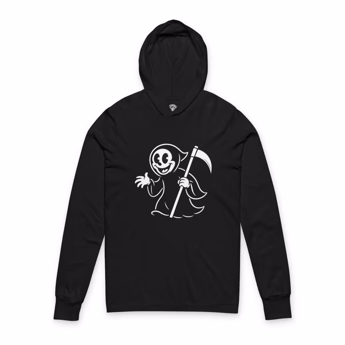 Grim Reaper Rubber Hose Horror Hooded Long Sleeve Tee